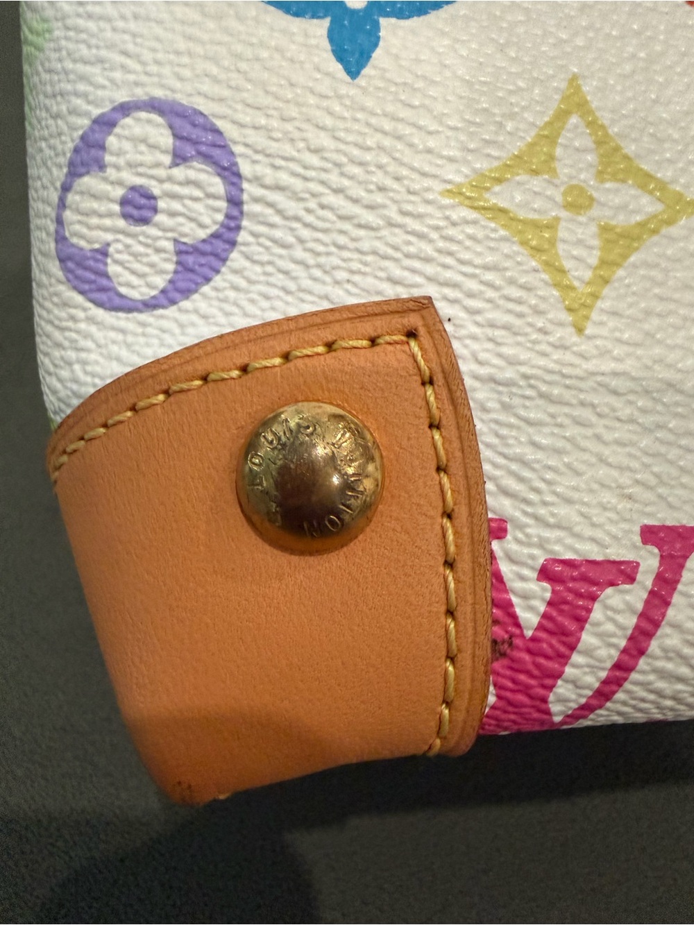 Good Auth Louis Vuitton Audra Monogram Multicolor Handbag White - Picture 12 of 13